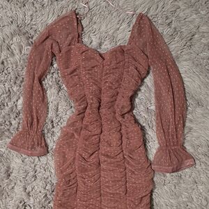 Elegant Pink Ruched Dress